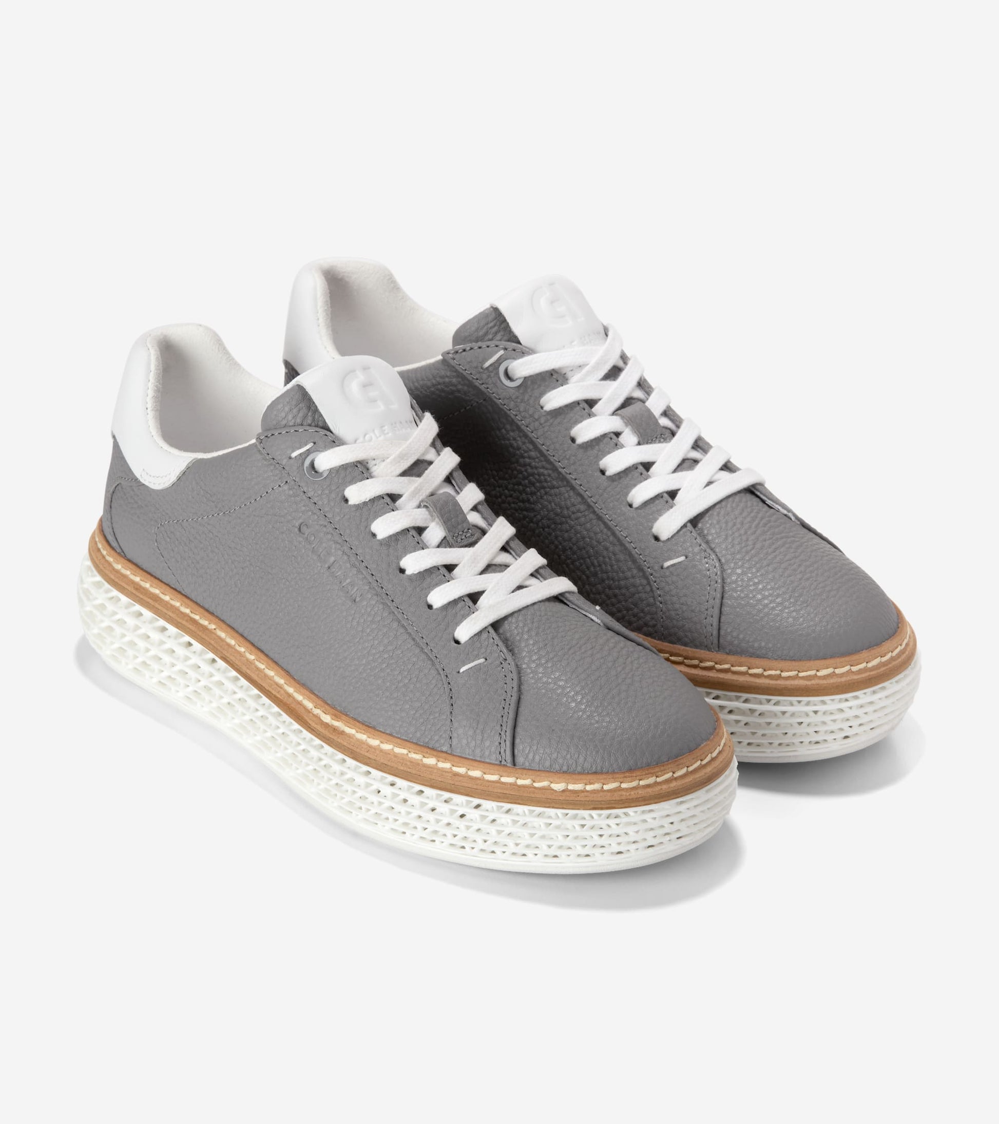 W34431:FROST GRAY TUMBLED LEATHER/WHITE