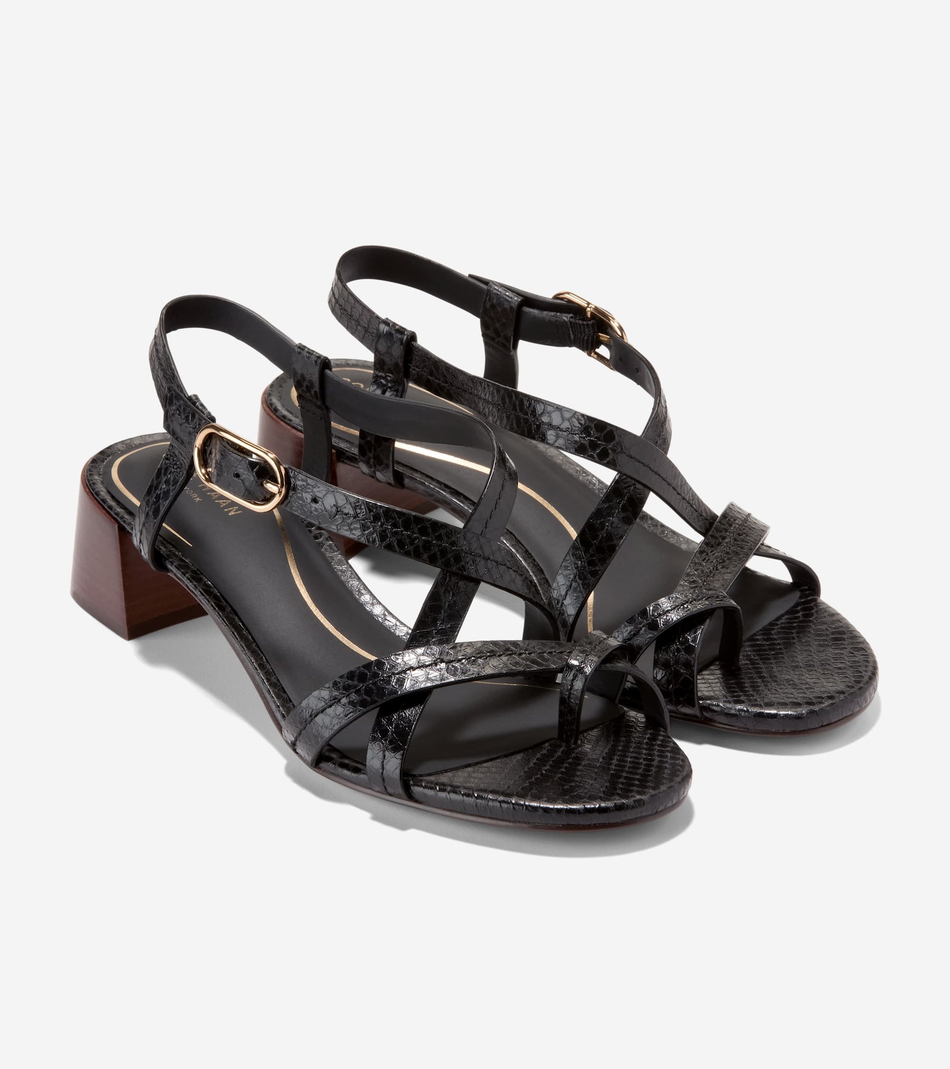 W36595:BLACK GLOSSY SNAKE PRINT LTHR