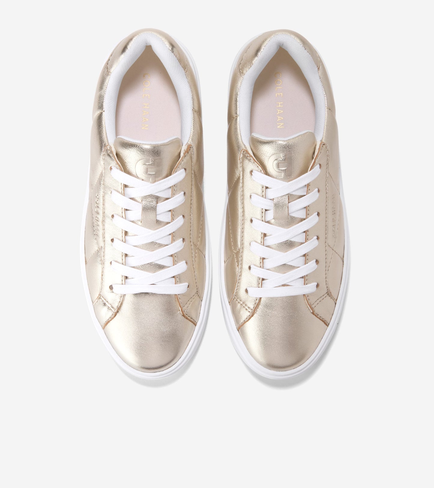 W32974:SOFT GOLD QUILTED LEATHER/WHITE