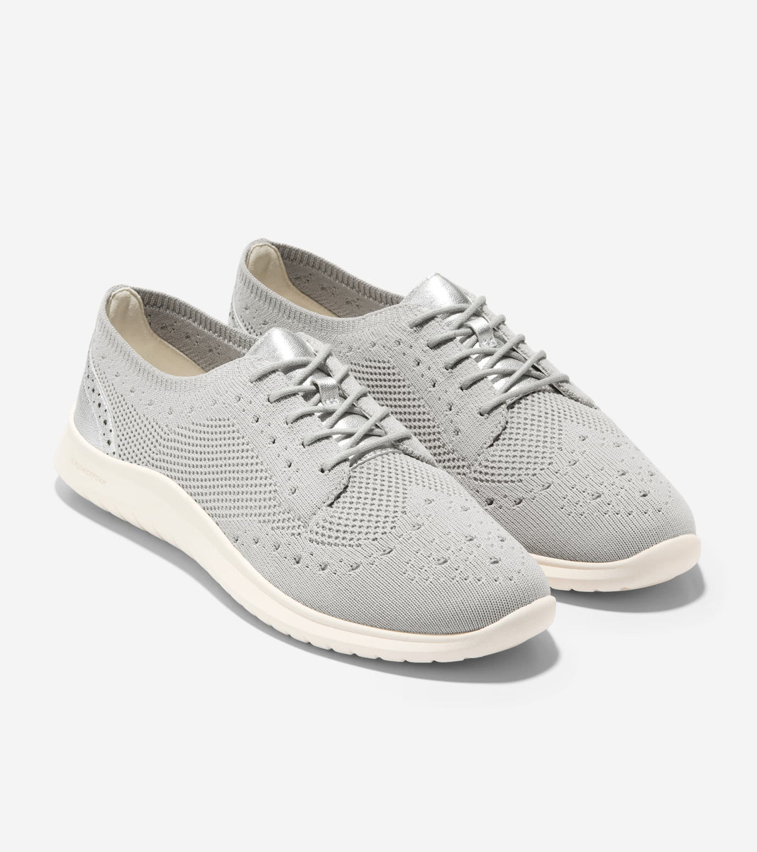 W31219:DRIZZLE KNIT/SILVER METALLIC LEATHER/IVORY