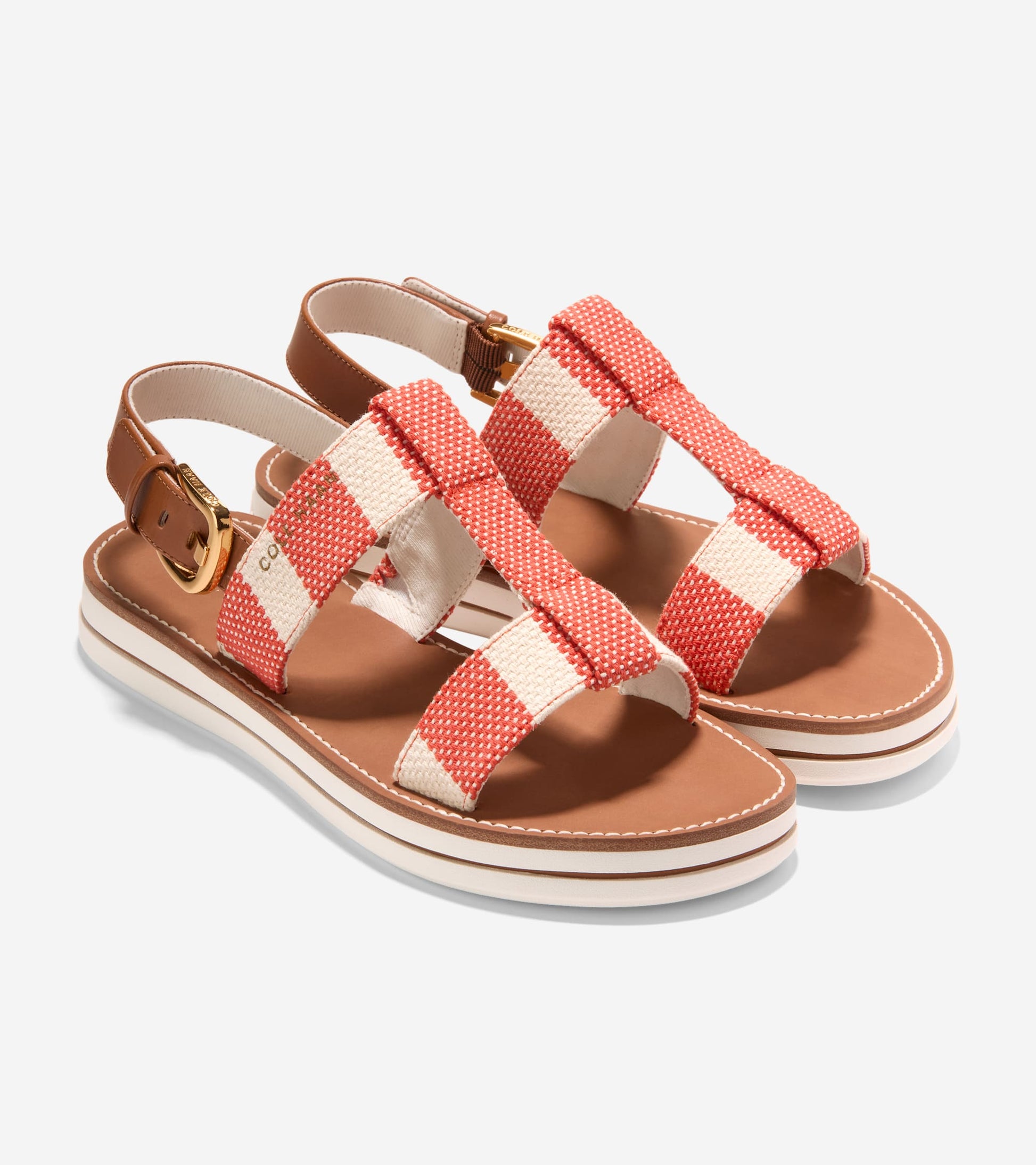 W36542:SUMMER FIG & NATURAL STRIPE CANVAS / CH BRITISH TAN LTHR