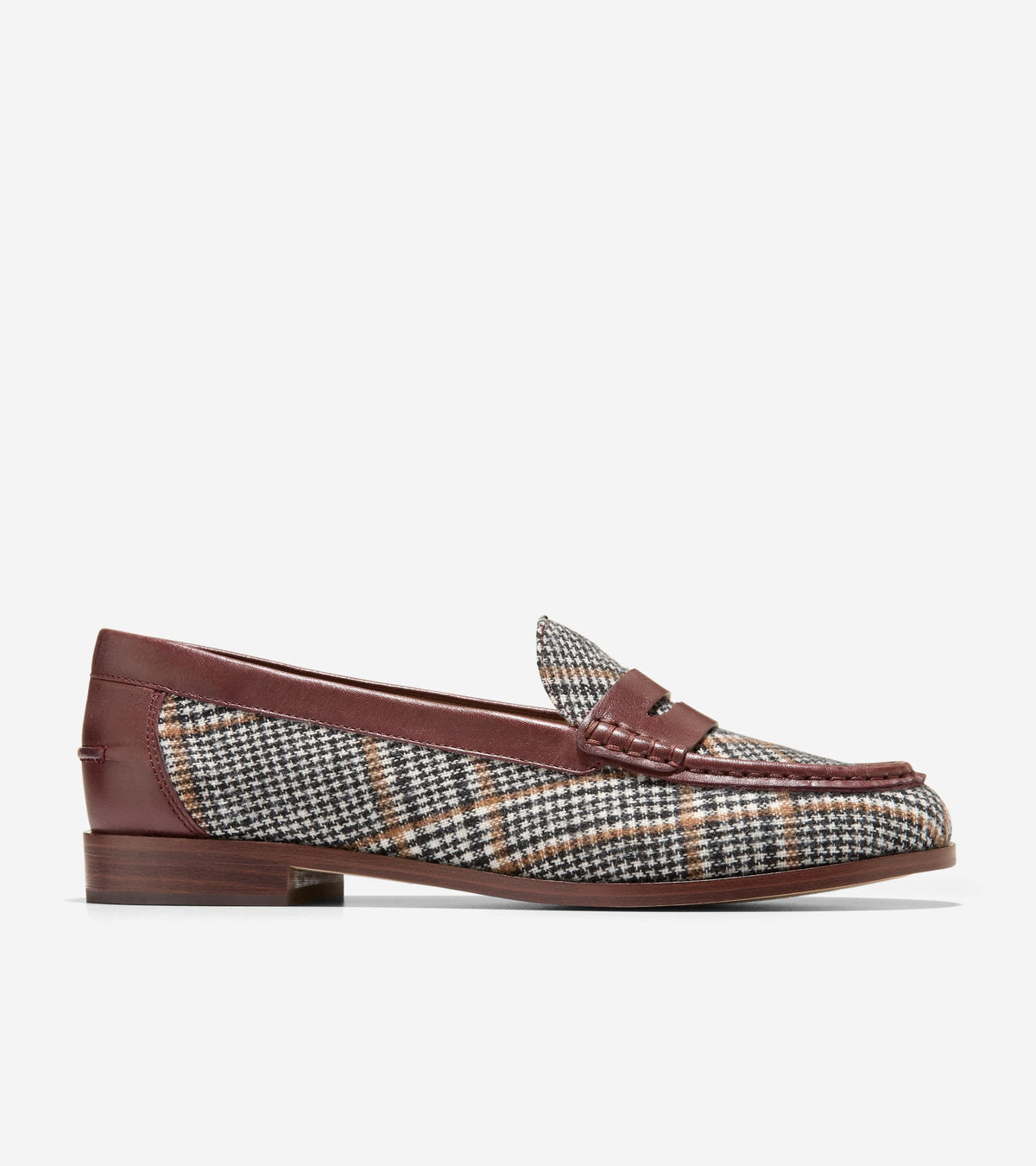 W37330:NEUTRAL PLAID TEXTILE / CH HICKORY LEATHER