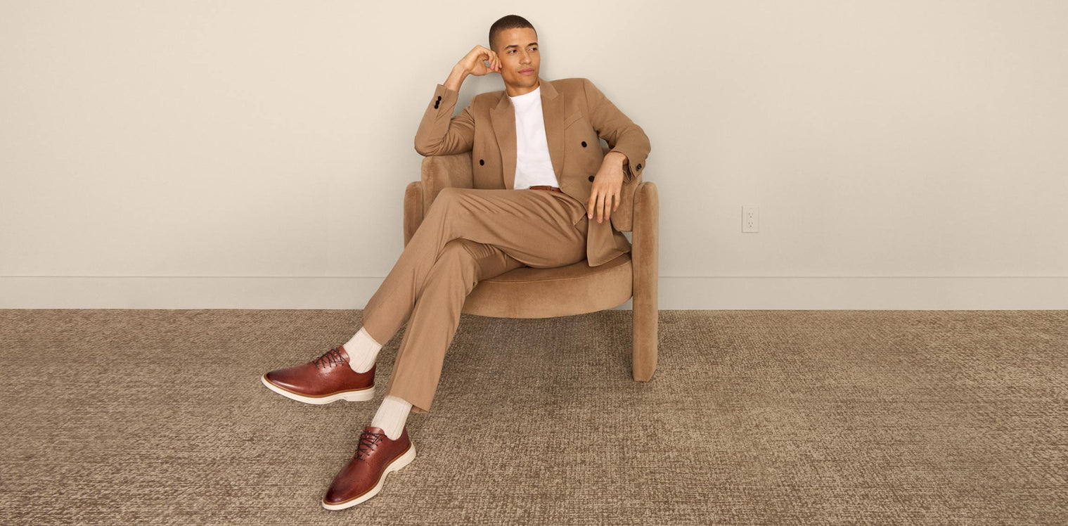 Men's oxfords sitting on foam