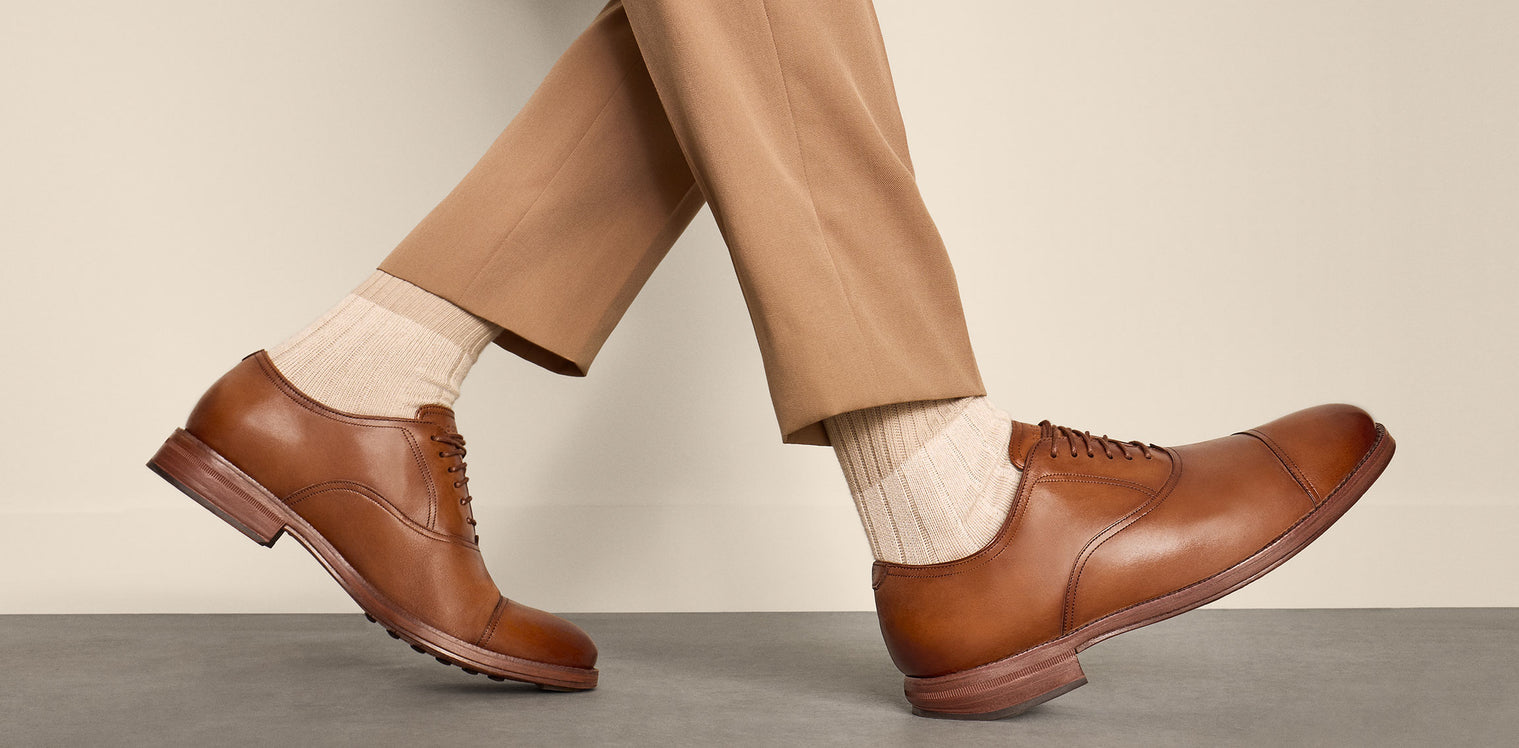 Men's oxfords sitting on foam