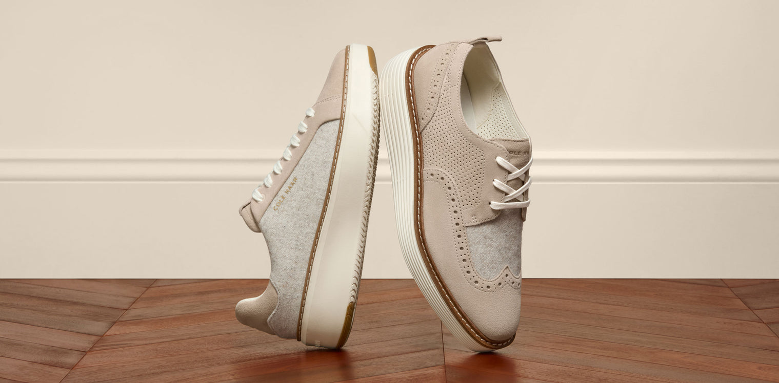 Men's oxfords sitting on foam