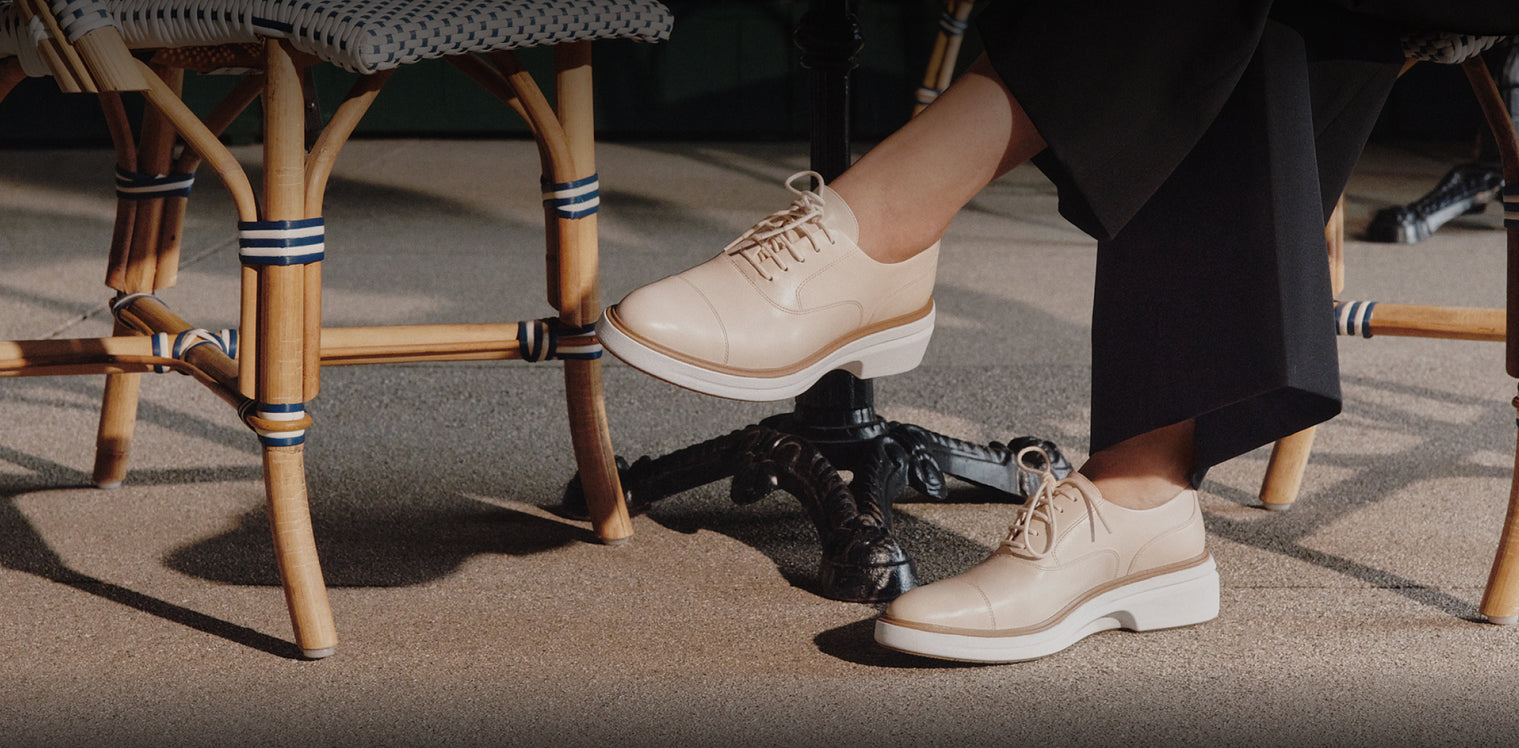 Men's oxfords sitting on foam